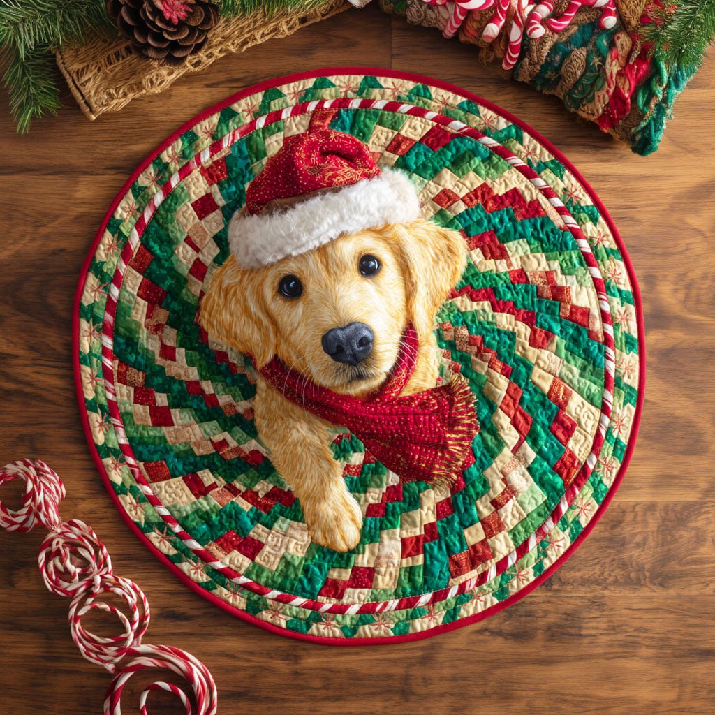 Golden Pine Round Mat Rug - washable non-slip printed rug