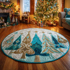 Golden Pines Round Mat Rug - washable non-slip printed rug