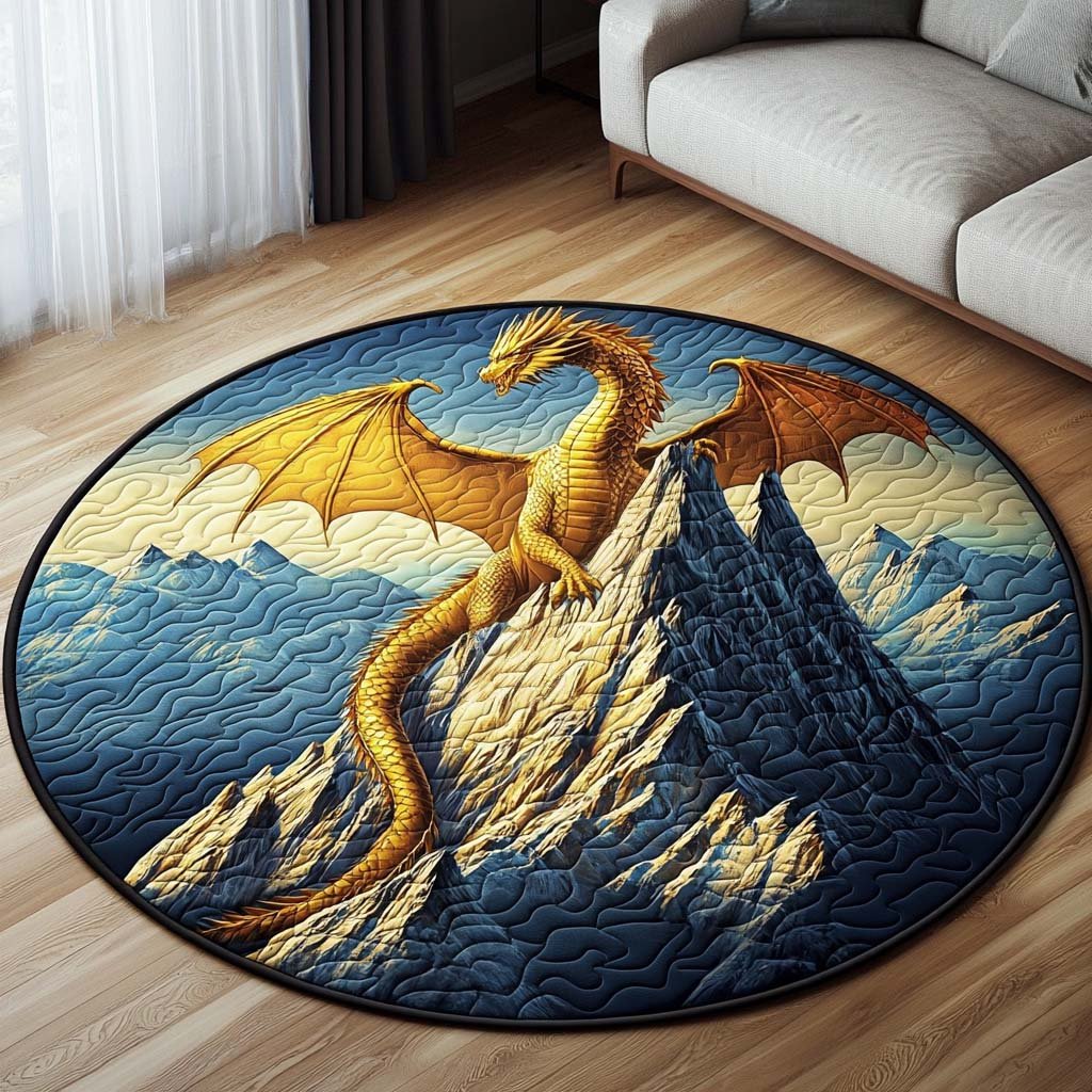 Golden Pinnacle Round Mat Rug - washable non-slip printed rug