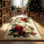 Golden Poinsettia Runner area rug in a living room
