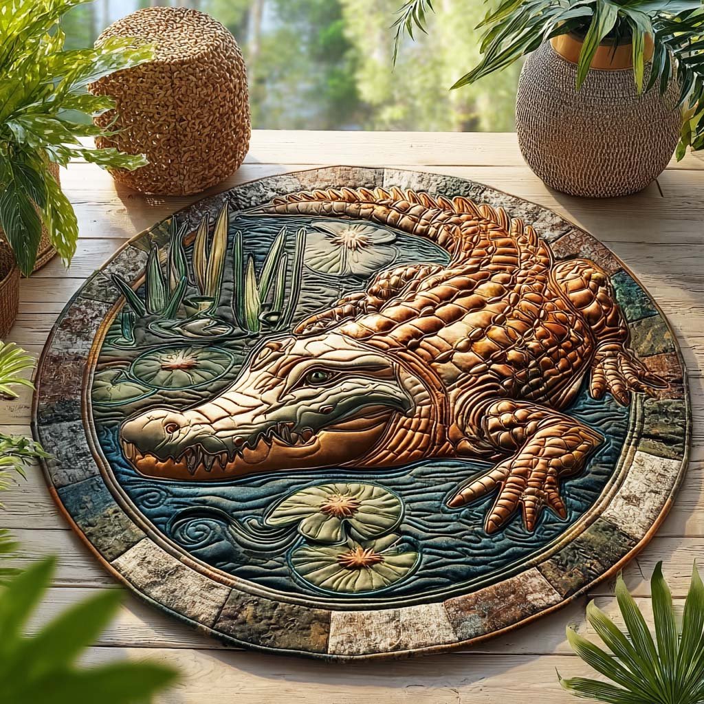 Golden Predator Round Mat Rug - washable non-slip printed rug