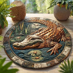 Golden Predator Round Mat Rug - washable non-slip printed rug