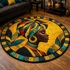 Golden Queen Round Mat Rug - Nature Design | Serene Home Decor