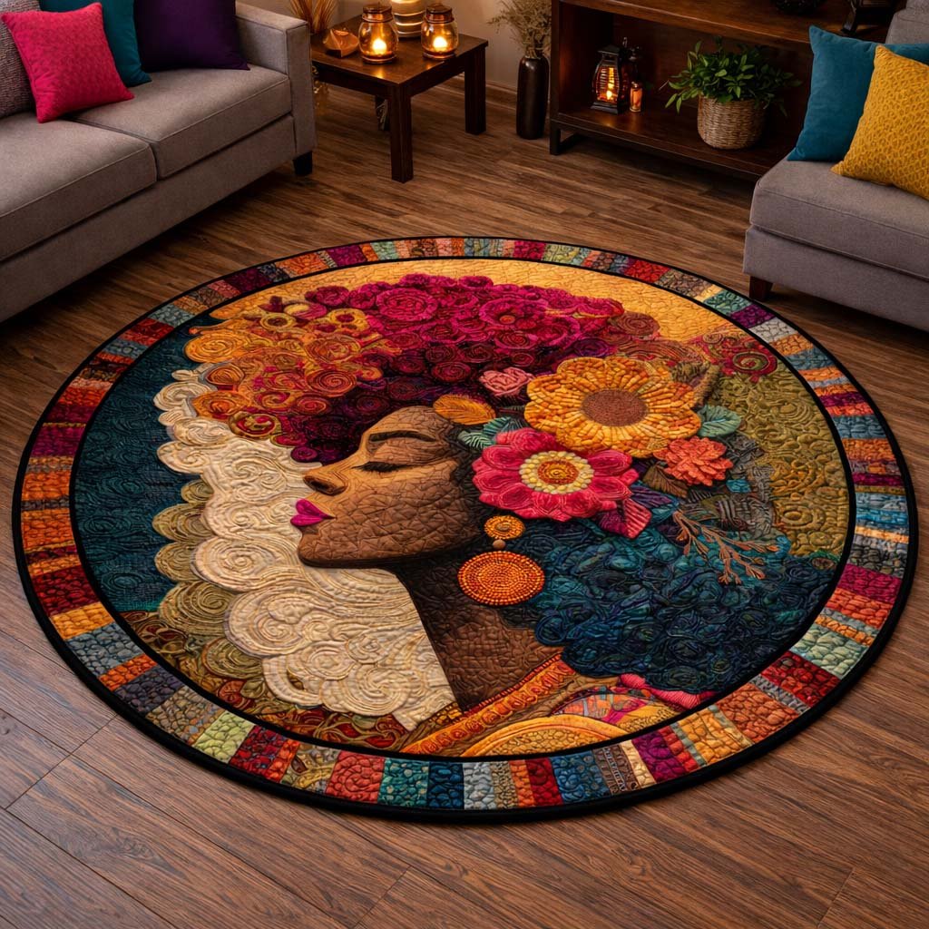 Golden Queen Round Mat Rug - Nature Design | Serene Home Decor