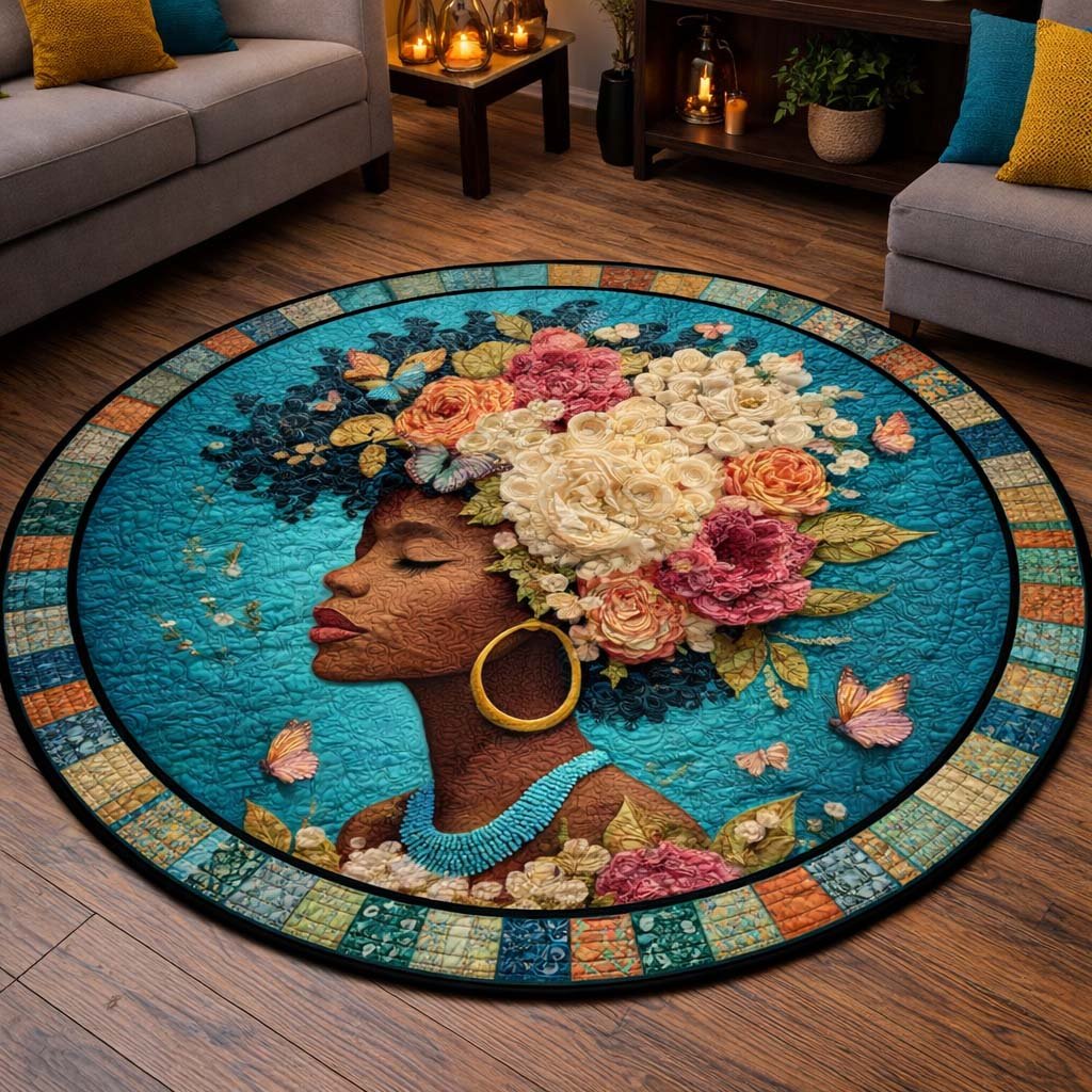 Golden Queen Round Mat Rug - Nature Design | Serene Home Decor