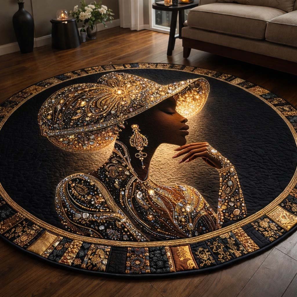 Golden Queen Round Mat Rug - Nature Design | Serene Home Decor