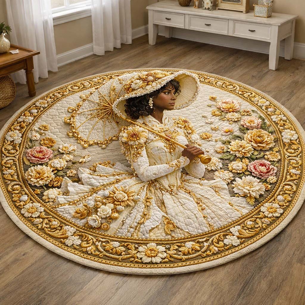 Golden Queen Round Mat Rug - Nature Design | Serene Home Decor