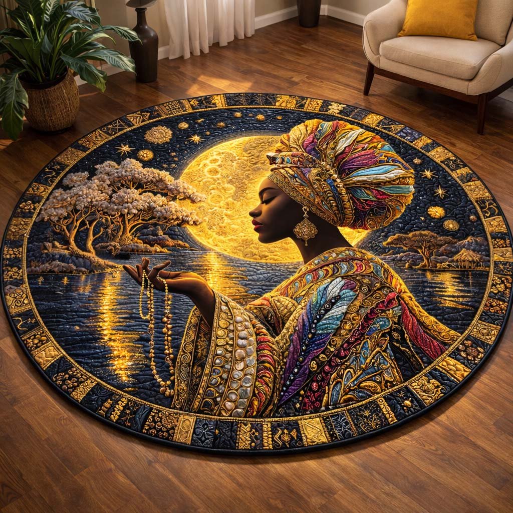 Golden Queen Round Mat Rug - Nature Design | Serene Home Decor