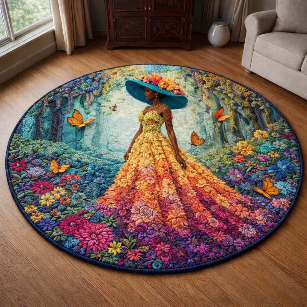 Golden Queen Round Mat Rug - Nature Design | Serene Home Decor
