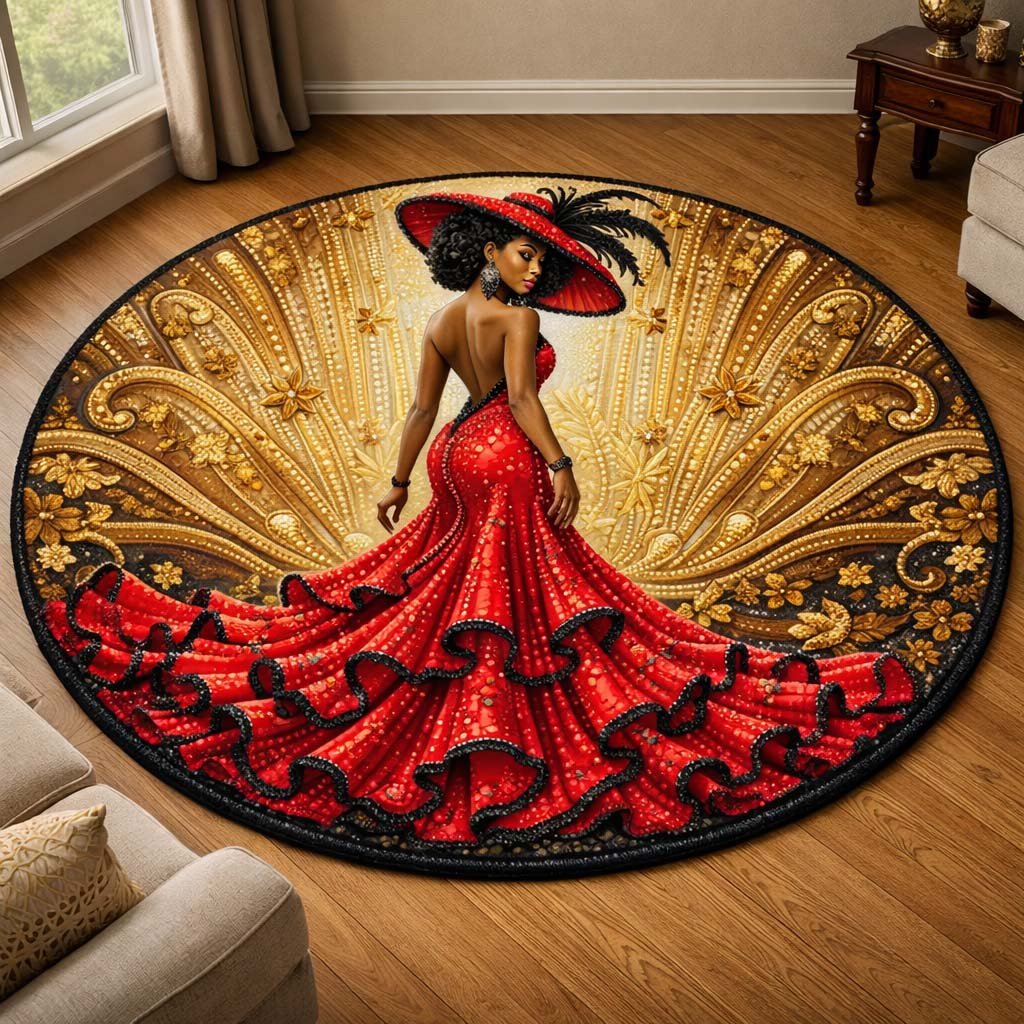 Golden Queen Round Mat Rug - Nature Design | Serene Home Decor