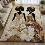 Golden Queens area rug in a living room
