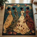 Golden Queens area rug in a living room