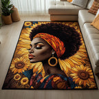 Golden Queens area rug in a living room