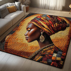 Golden Queens area rug in a living room