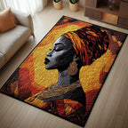 Golden Queens area rug in a living room