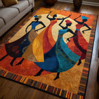 Golden Queens area rug in a living room