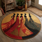 Golden Queens Round Mat Rug - washable non-slip printed rug