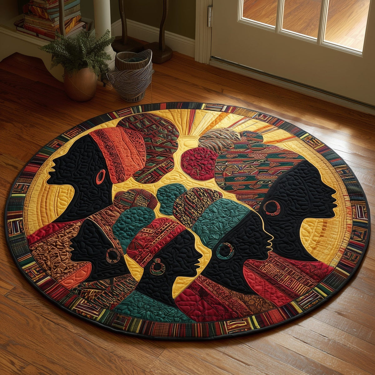 Golden Queens Round Mat Rug - Nature Design | Serene Home Decor