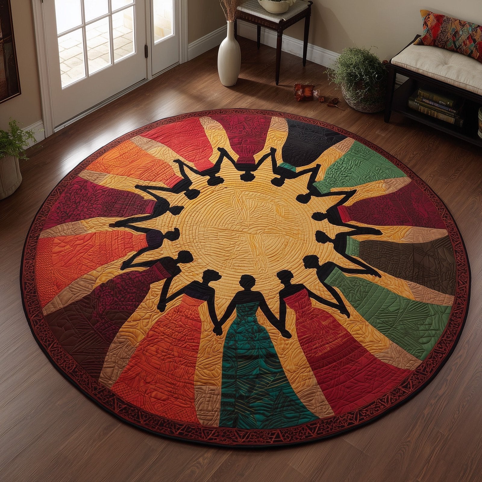 Golden Queens Round Mat Rug - Nature Design | Serene Home Decor