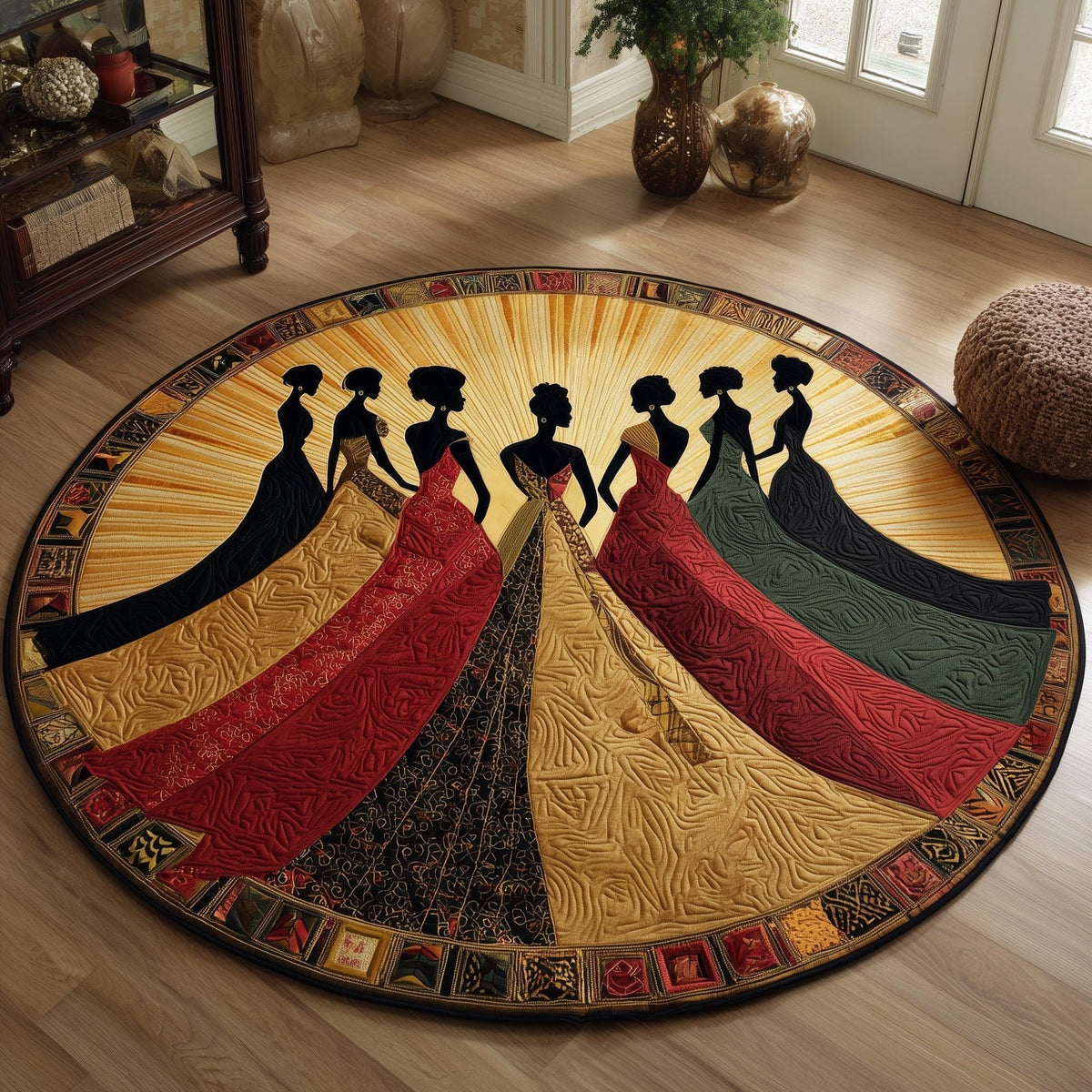 Golden Queens Round Mat Rug - Nature Design | Serene Home Decor