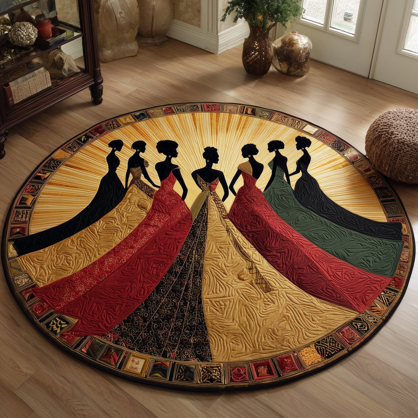 Golden Queens Round Mat Rug - Nature Design | Serene Home Decor