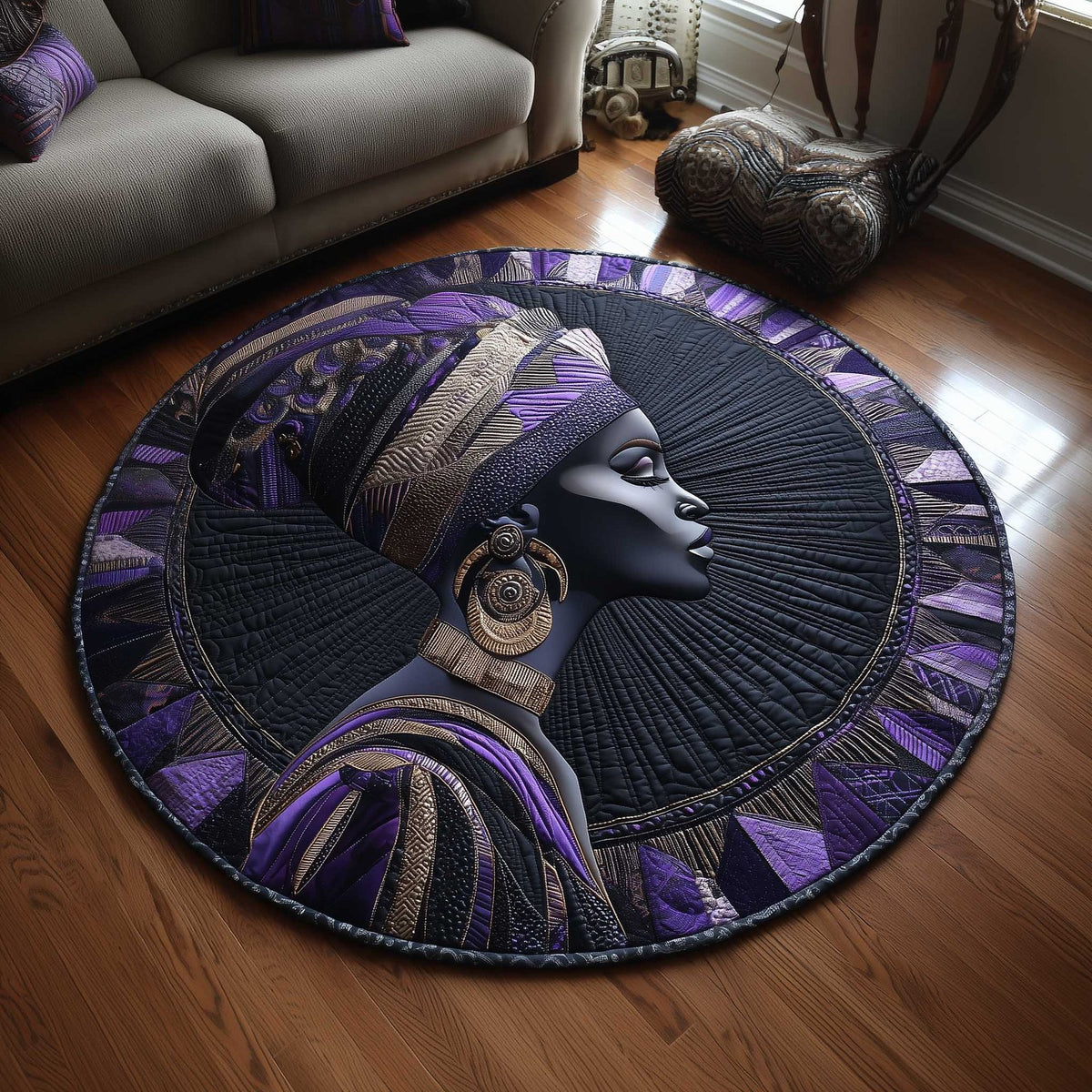 Golden Queens Round Mat Rug - Nature Design | Serene Home Decor