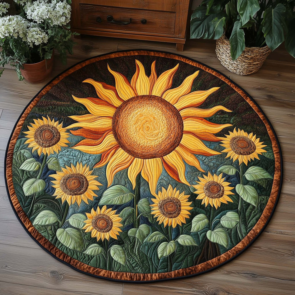 Golden Radiance Round Mat Rug - Nature Design | Serene Home Decor