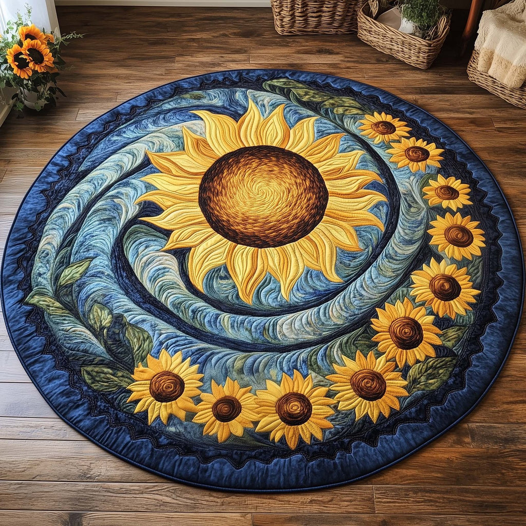 Golden Radiance Round Mat Rug - Nature Design | Serene Home Decor
