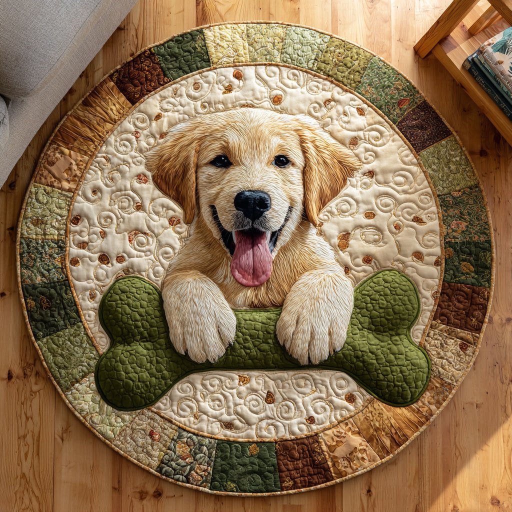 Golden Retriever Bliss Round Mat Rug - washable non-slip printed rug