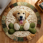 Golden Retriever Bliss Round Mat Rug - washable non-slip printed rug