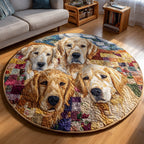 Golden Retriever Bond Round Mat Rug - washable non-slip printed rug