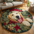 Golden Retriever Breakout Round Mat Rug - washable non-slip printed rug