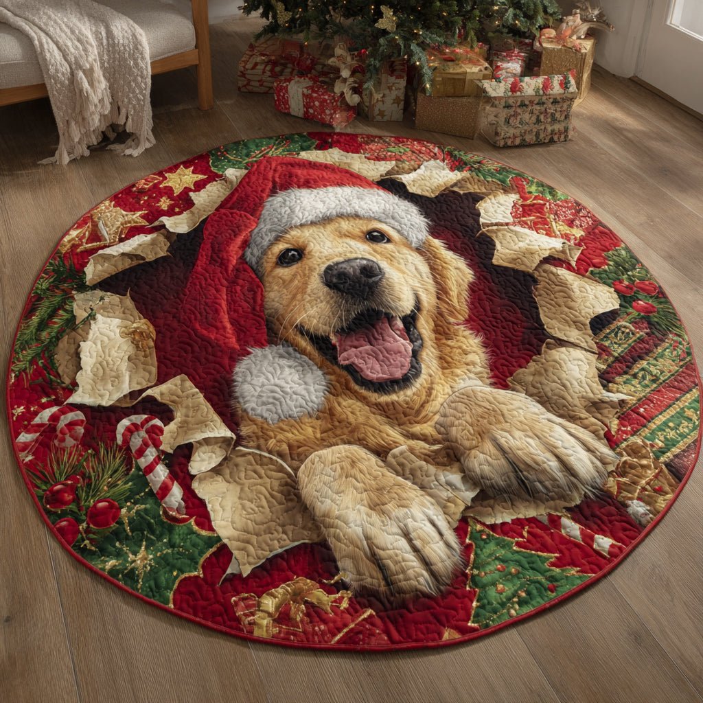 Golden Retriever Joy Round Mat Rug - Nature Design | Serene Home Decor