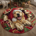 Golden Retriever Joy Round Mat Rug - Nature Design | Serene Home Decor