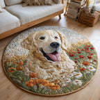 Golden Retriever Peak Round Mat Rug