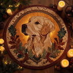 Golden Retriever Round Mat Rug - washable non-slip printed rug
