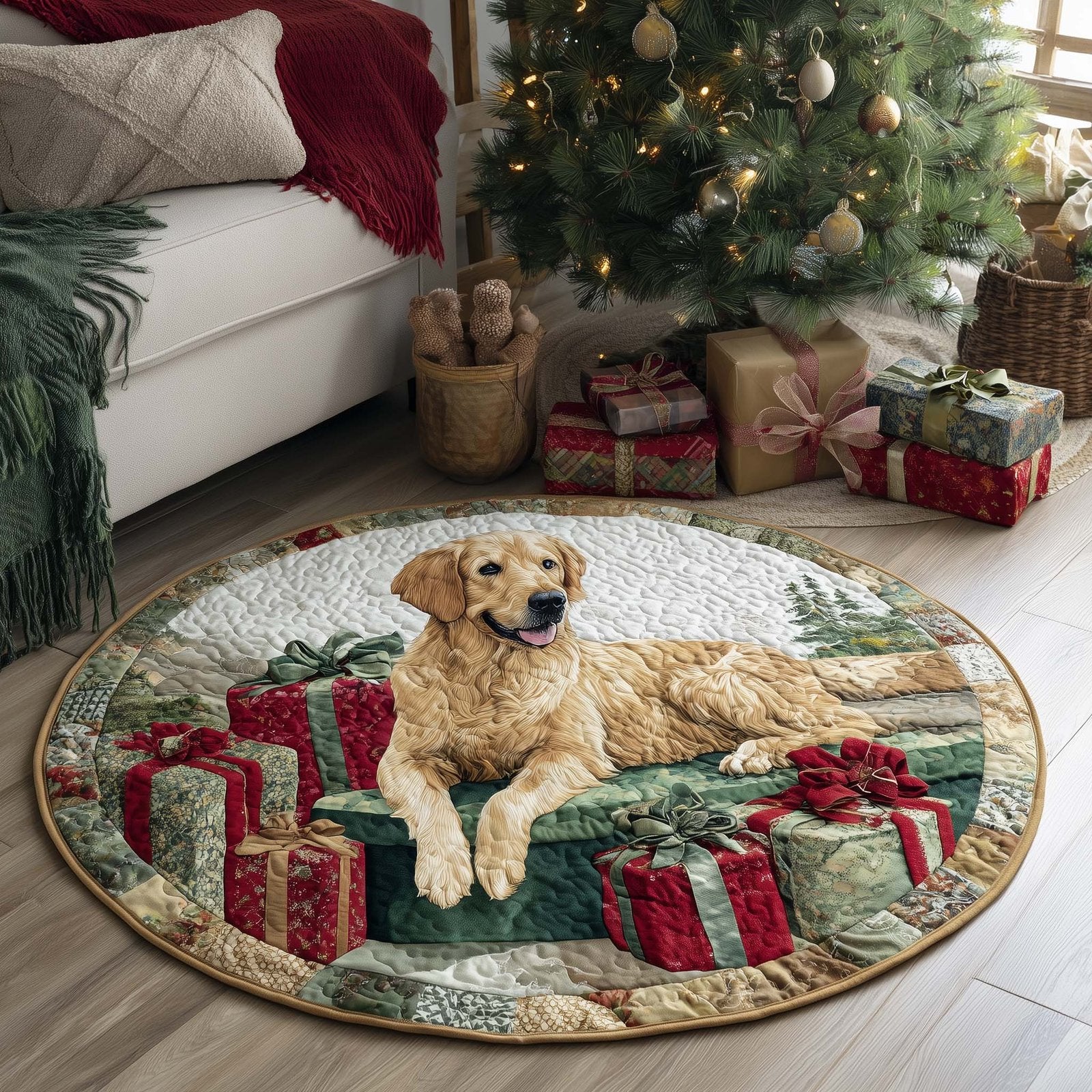 Golden Retriever Round Mat Rug - Nature Design | Serene Home Decor