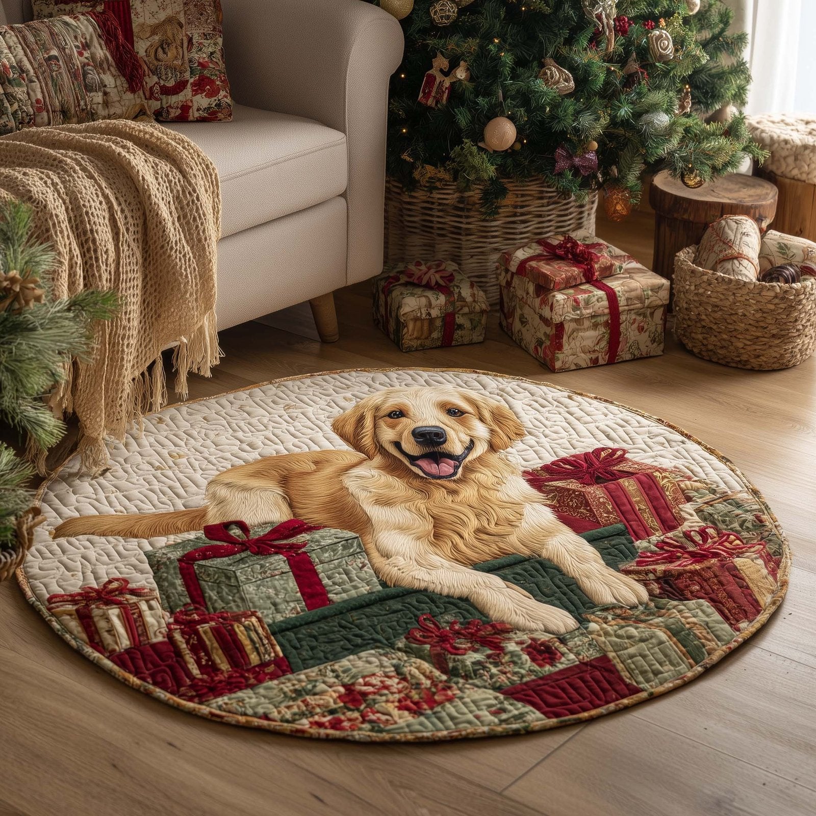 Golden Retriever Round Mat Rug - Nature Design | Serene Home Decor