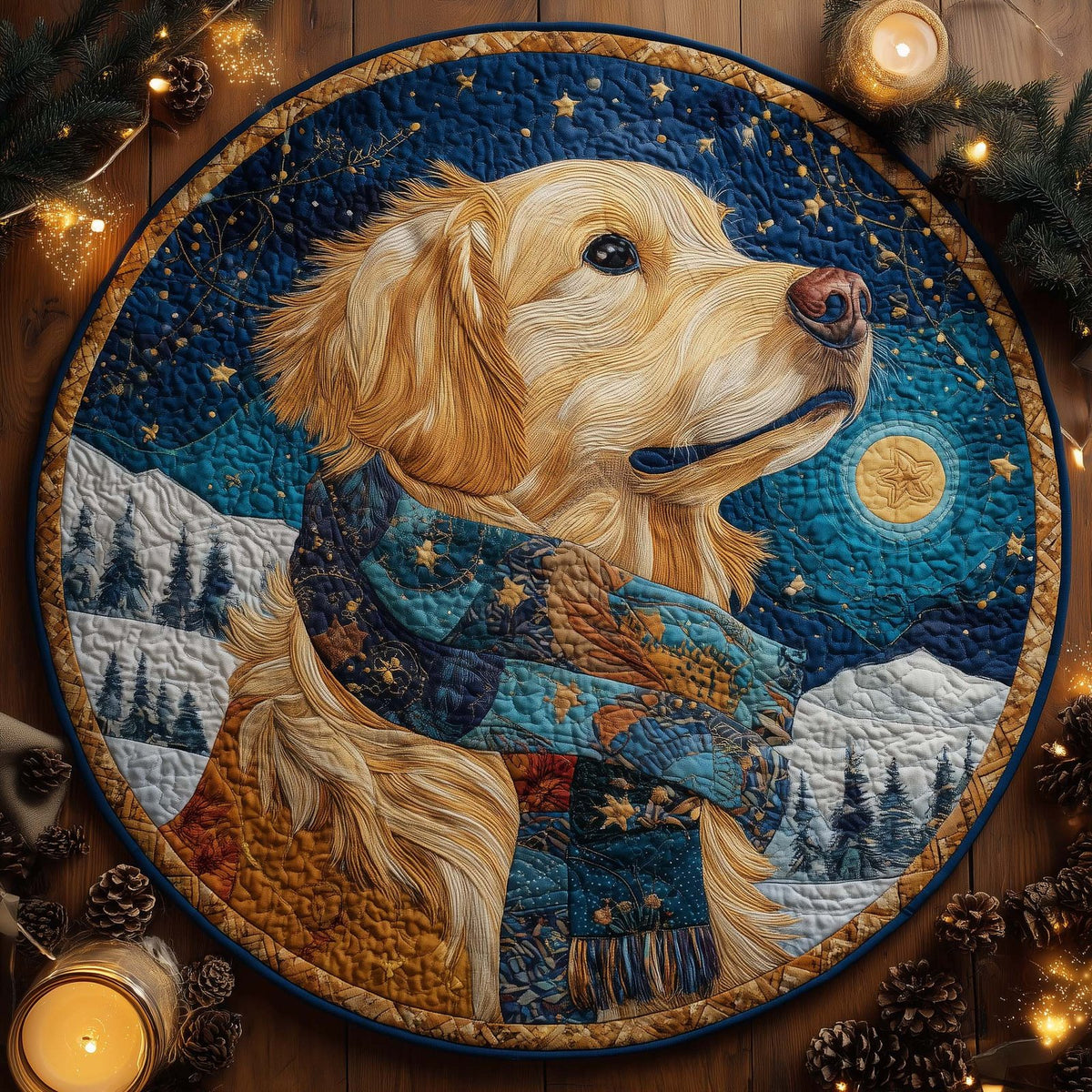 Golden Retriever Round Mat Rug - Nature Design | Serene Home Decor