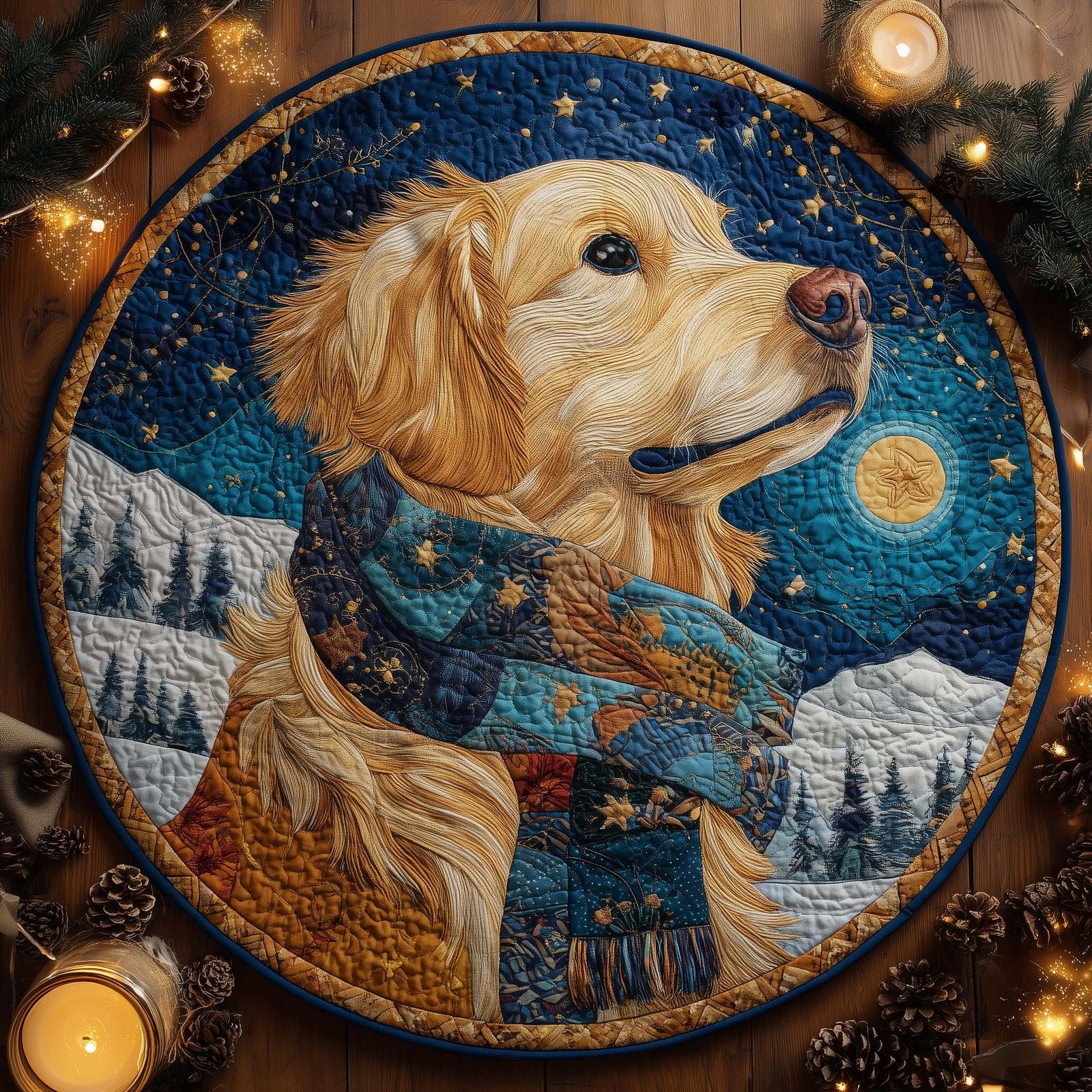 Golden Retriever Round Mat Rug - Nature Design | Serene Home Decor