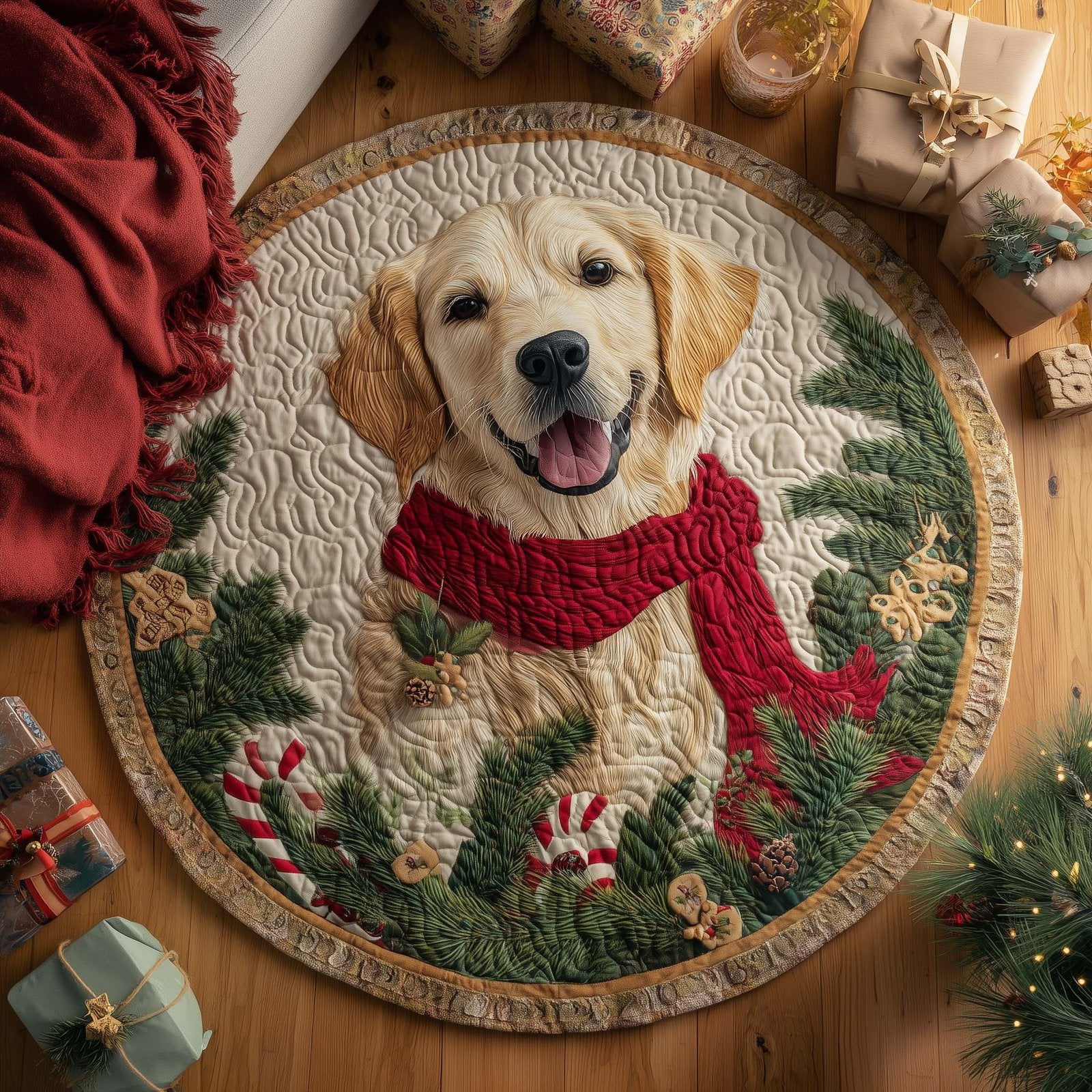 Golden Retriever Round Mat Rug - Nature Design | Serene Home Decor