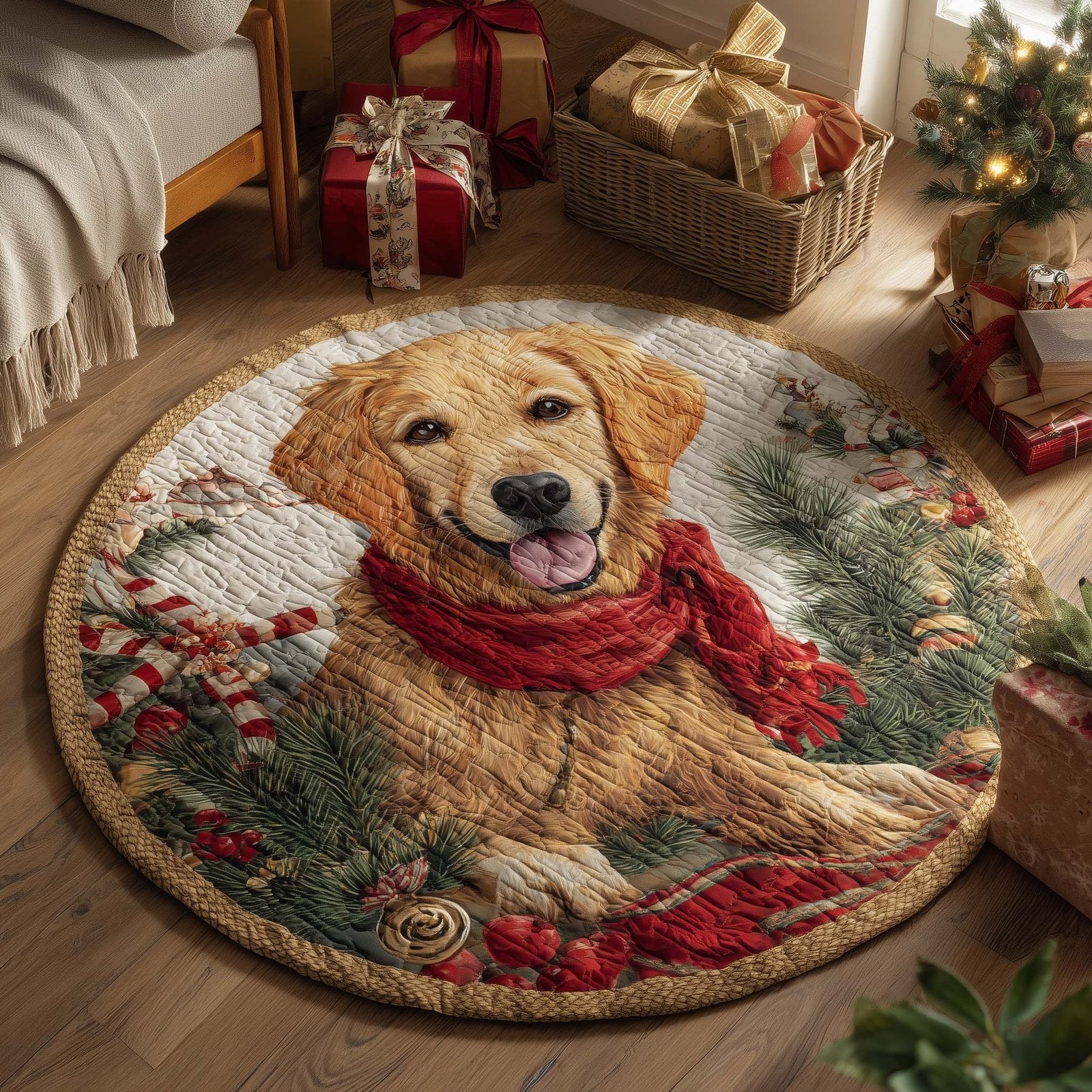 Golden Retriever Round Mat Rug - Nature Design | Serene Home Decor