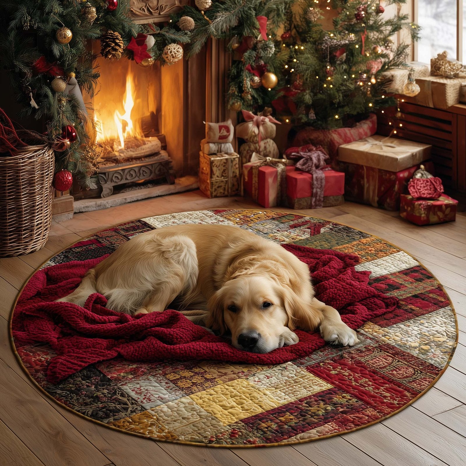 Golden Retriever Round Mat Rug - Nature Design | Serene Home Decor