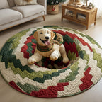 Golden Retriever Spiral Round Mat Rug - washable non-slip printed rug