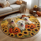 Golden Retriever Trio Round Mat Rug