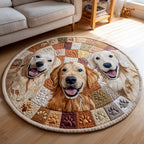 Golden Retriever Unity Round Mat Rug - washable non-slip printed rug
