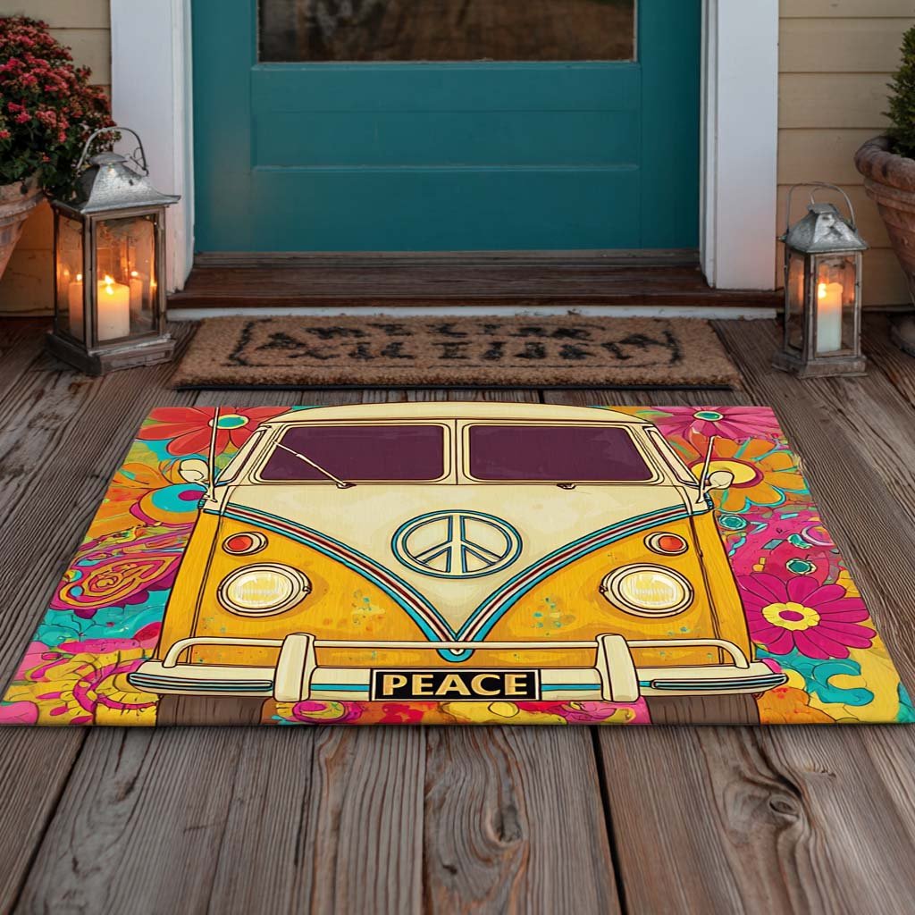 Golden Retro Van Doormat - Nature Design | Printed Welcome Doormat