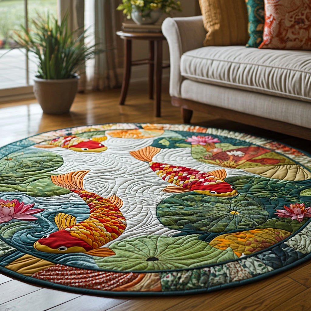 Golden Ripple Round Mat Rug - washable non-slip printed rug