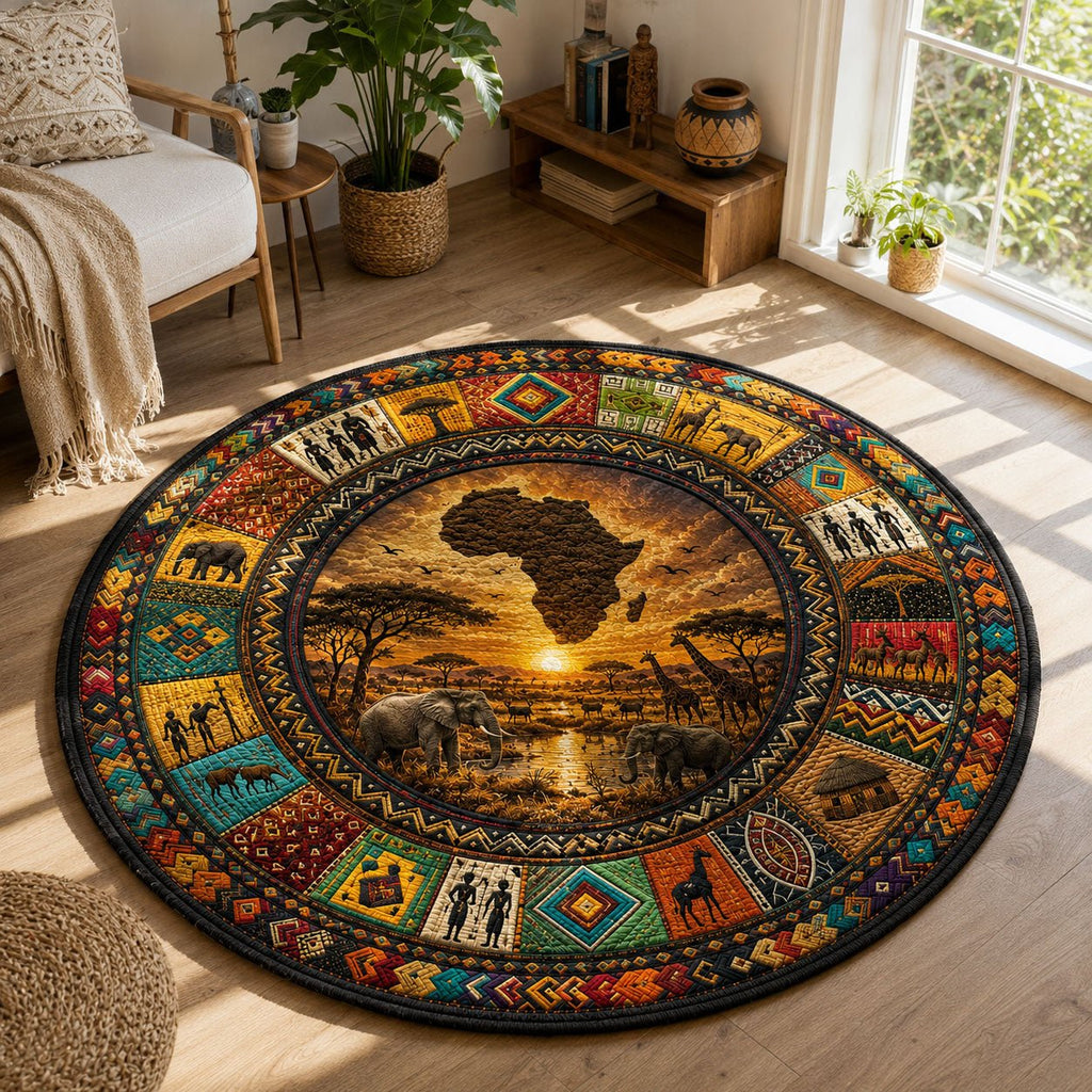 Golden Safari Legacy Round Mat Rug - Nature Design | Serene Home Decor