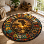 Golden Safari Legacy Round Mat Rug - washable non-slip printed rug